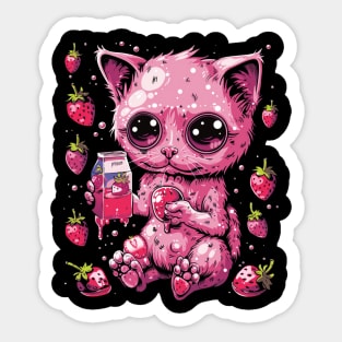 Cat Strawberry Jewelry Sticker